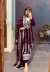 MODERN VISCOSE VELVET EMBROIDERY SEQUENCE WORK TOP BOTTOM WITH DUPATTA FESTIVE WEAR WHOLESALE PRICE ETHNIC GARMENT (3)