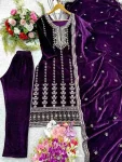 MODERN VISCOSE VELVET EMBROIDERY SEQUENCE WORK TOP BOTTOM WITH DUPATTA FESTIVE WEAR WHOLESALE PRICE ETHNIC GARMENT (3)
