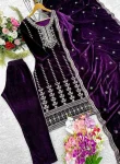 MODERN VISCOSE VELVET EMBROIDERY SEQUENCE WORK TOP BOTTOM WITH DUPATTA FESTIVE WEAR WHOLESALE PRICE ETHNIC GARMENT (3)