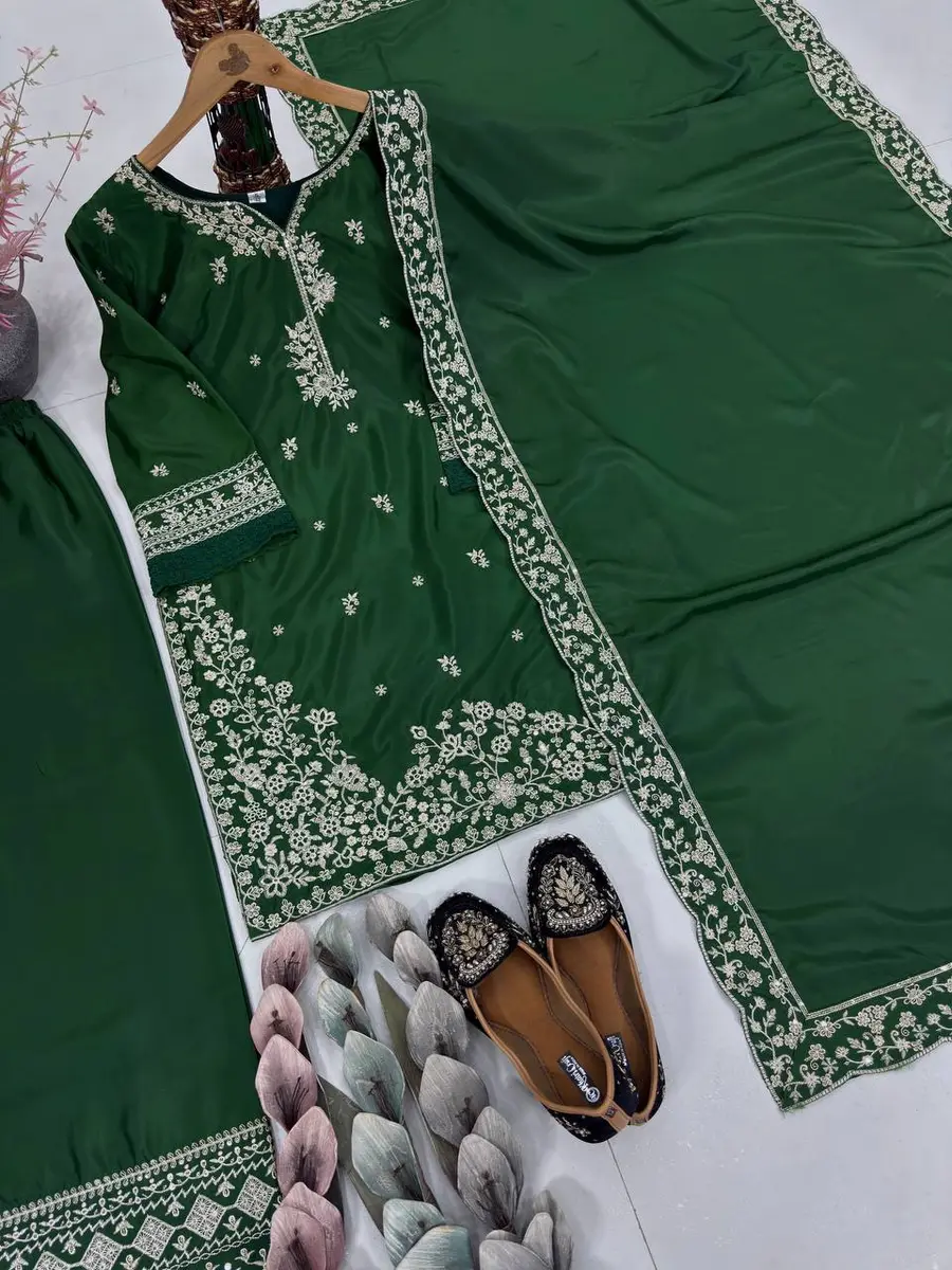 MOST PICKED FRENCH CREPE EMBROIDERY SEQUENCE WORK TOP PALAZZO WITH DUPATTA FESTIVE WEAR WHOLESALE PRICE ETHNIC GARMENT (14)