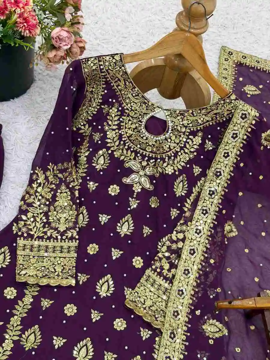 MOST PICKED GEORGETTE EMBROIDERY SEQUENCE WORK TOP PALAZZO WITH DUPATTA FESTIVE WEAR WHOLESALE PRICE ETHNIC GARMENT (16)