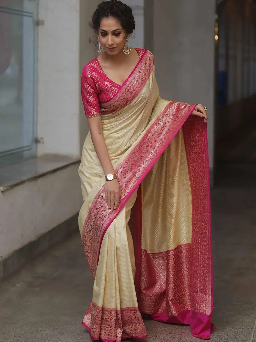 MOST PICKED LICHI SILK JACQUARD WORK SAREE WITH UNSTITCHED BLOUSE FESTIVE WEAR WHOLESALE PRICE ETHNIC GARMENT (8)