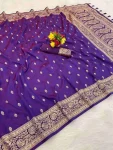 NEW ARRIVAL BANARASI SILK ZARI WOVEN WORK SAREE WITH UNSTITCHED BLOUSE PURPLE