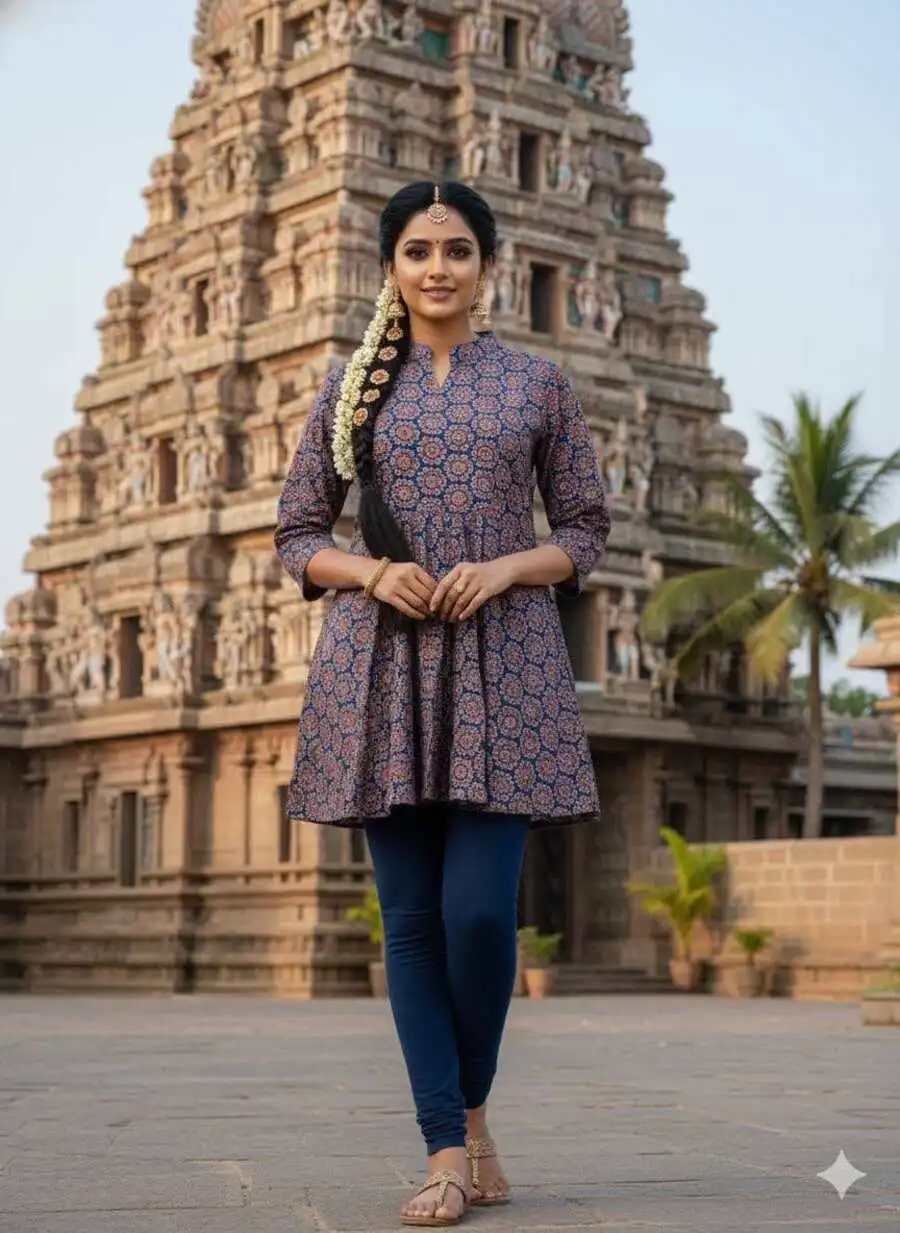 NEW ARRIVAL COTTON AJRAKH PRINT WORK TOP DAILY WEAR WHOLESALE PRICE ETHNIC GARMENT (2)