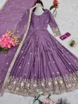 NEW ARRIVAL DIAMOND SILK EMBROIDERY SEQUENCE WORK GOWN WITH DUPATTA WEDDING WEAR WHOLESALE PRICE ETHNIC GARMENT (2)