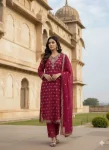 NEW ARRIVAL GMY SILK EMBROIDERY SEQUENCE WORK TOP PALAZZO WITH DUPATTA WEDDING WEAR WHOLESALE PRICE ETHNIC GARMENT (6)