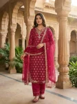 NEW ARRIVAL GMY SILK EMBROIDERY SEQUENCE WORK TOP PALAZZO WITH DUPATTA RANI
