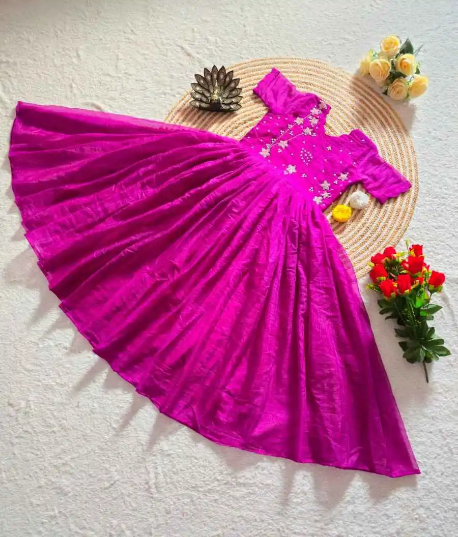 NEW ARRIVAL KOTA CHECKS SILK HAND WORK ONE PIECE DRESS FESTIVE WEAR WHOLESALE PRICE ETHNIC GARMENT (4)