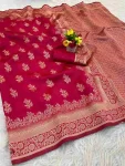 NEW ARRIVAL LICHI SILK BANARASI WEAVING WORK SAREE WITH UNSTITCHED BLOUSE RANI