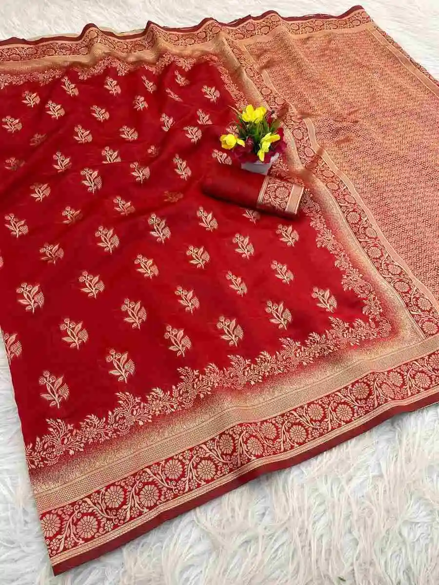NEW ARRIVAL LICHI SILK BANARASI WEAVING WORK SAREE WITH UNSTITCHED BLOUSE FESTIVE WEAR WHOLESALE PRICE ETHNIC GARMENT (2)