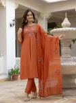 NEW ARRIVAL MANGO SILK EMBROIDERY SEQUENCE WITH HAND WORK TOP BOTTOM WITH DUPATTA ORANGE
