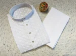 NEW ARRIVAL RAYON EMBROIDERY THREAD WORK MEN'S KURTA PAYJAMA WHITE