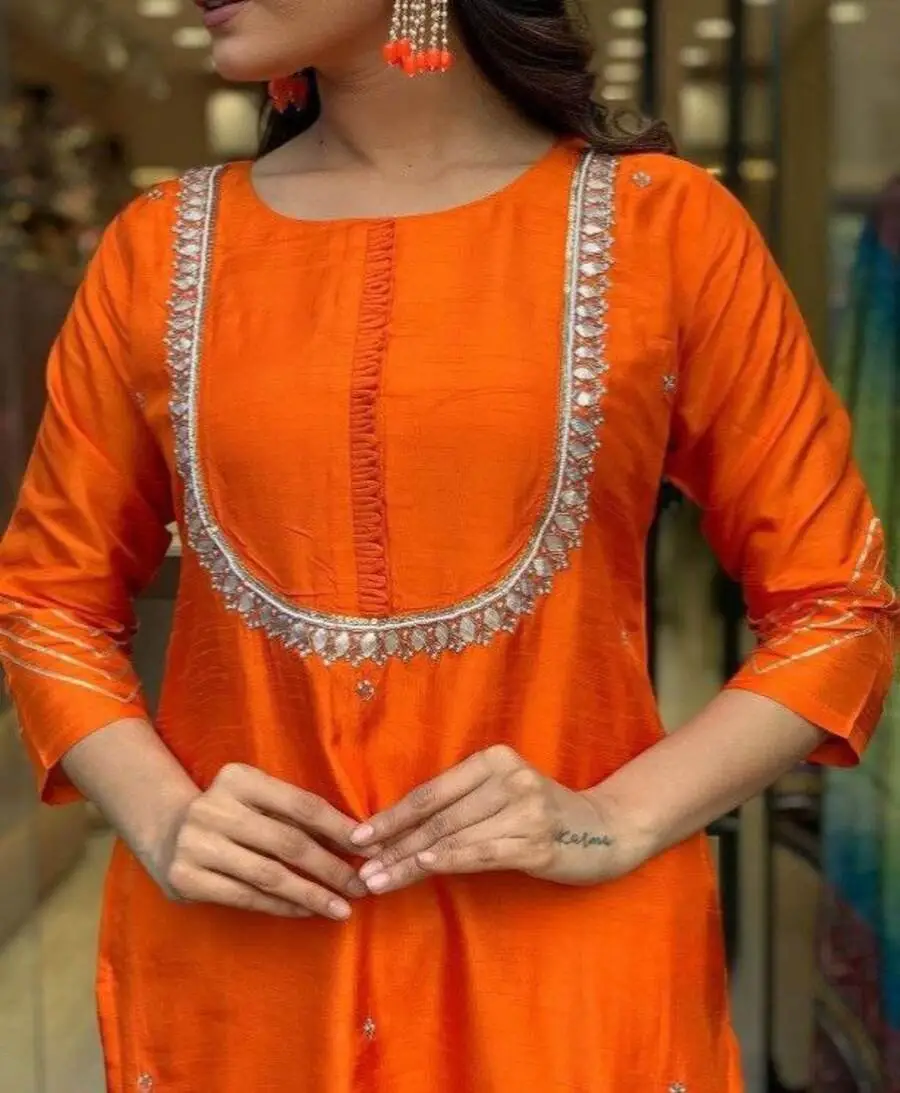 RICH LOOK CHANDERI SEQUENCE CODING EMBROIDERY +HAND WORK TOP BOTTOM WITH DUPATTA FESTIVE WEAR WHOLESALE PRICE ETHNIC GARMENT (6)