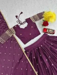 RICH LOOK CHINON EMBROIDERY THREAD AND SEQUENCE WORK LEHENGA CHOLI WITH DUPATTA WEDDING WEAR WHOLESALE PRICE ETHNIC GARMENT (5)
