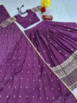 RICH LOOK CHINON EMBROIDERY THREAD AND SEQUENCE WORK LEHENGA CHOLI WITH DUPATTA WEDDING WEAR WHOLESALE PRICE ETHNIC GARMENT (5)