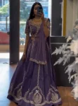 RICH LOOK CHINON EMBROIDERY THREAD AND SEQUENCE WORK LEHENGA CHOLI WITH DUPATTA PURPLE