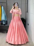 RICH LOOK CHINON PLAIN LEHENGA EMBROIDERY PATTERN WORK CHOLI AND KOTI PARTY WEAR WHOLESALE PRICE ETHNIC GARMENT (2)