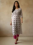 RICH LOOK COTTON PRINT WORK ONLY KURTI WHITE