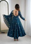 RICH LOOK CRUNCHY SILK EMBROIDERY SEQUENCE WORK GOWN BOTTOM WITH DUPATTA WEDDING WEAR WHOLESALE PRICE ETHNIC GARMENT (2)