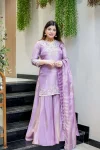 RICH LOOK FENDY SEQUENCE EMBROIDERY WORK TOP PALAZZO WITH DUPATTA LAVENDER