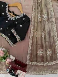 RICH LOOK FENDY SILK BEADS WITH THREAD & SEQUENCE WORK SAREE WITH UNSTITCHED BLOUSE PARTY WEAR WHOLESALE PRICE ETHNIC GARMENT (10)