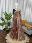 RICH LOOK FENDY SILK BEADS WITH THREAD & SEQUENCE WORK SAREE WITH UNSTITCHED BLOUSE PARTY WEAR WHOLESALE PRICE ETHNIC GARMENT (10)
