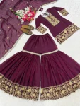 RICH LOOK FENDY SILK EMBROIDERY WORK TOP SHARARA WITH DUPATTA FESTIVE WEAR WHOLESALE PRICE ETHNIC GARMENT (3)