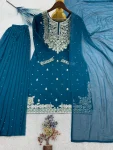 RICH LOOK GEORGETTE EMBROIDERY AND SEQUENCE WORK TOP PALAZZO WITH DUPATTA FESTIVE WEAR WHOLESALE PRICE ETHNIC GARMENT (2)