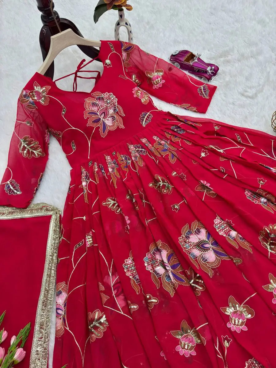 RICH LOOK GEORGETTE EMBROIDERY SEQUENCE & CODING WITH MULTI COLORS POSITION PRINTS WORK GOWN PALAZZO WITH DUPATTA WEDDING WEAR WHOLESALE PRICE ETHNIC GARMENT (12).webp