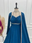 RICH LOOK GEORGETTE FANCY LACE WORK GOWN WITH DUPATTA FESTIVE WEAR WHOLESALE PRICE ETHNIC GARMENT (11)