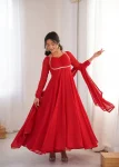 RICH LOOK GEORGETTE FANCY LACE WORK GOWN WITH DUPATTA WEDDING WEAR WHOLESALE PRICE ETHNIC GARMENT (9)