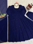 RICH LOOK GEORGETTE HANDWORK GOWN BOTTOM WITH DUPATTA PARTY WEAR WHOLESALE PRICE ETHNIC GARMENT (6)
