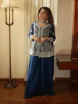 RICH LOOK GEORGETTE SEQUENCE EMBROIDERY WORK TOP PALAZZO WITH DUPATTA BLUE