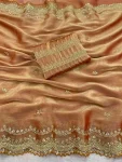RICH LOOK GMY CHIFFON SILK SEQUENCE WORK SAREE WITH UNSTITCHED BLOUSE WEDDING WEAR WHOLESALE PRICE ETHNIC GARMENT (10)