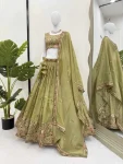 RICH LOOK GOLD CRUSH THREAD EMBROIDERY WITH SEQUENCE WORK LEHENGA CHOLI WITH DUPATTA FESTIVE WEAR WHOLESAEL PRICE ETHNIC GARMENT (4)