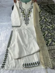 RICH LOOK KHADI COTTON EMBROIDERY WORK TOP BOTTOM WITH DUPATTA OFFICE WEAR WHOLESALE PRICE ETHNIC GARMENT (9)
