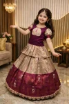 RICH LOOK KUBERA SILK PALLAKU DESIGNS KID’S BLOUSE AND SKIRT SET FESTIVE WEAR WHOLESALE PRICE ETHNIC GARMENT (2)