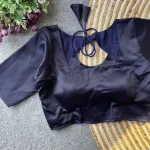 RICH LOOK MALAI SATIN PLAIN STITCHED BLOUSE NAVY BLUE