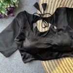 RICH LOOK MALAI SATIN PLAIN STITCHED BLOUSE BLACK
