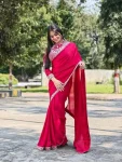 RICH LOOK RANGOLI SILK EMBROIDERY SEQUENCE WORK READY TO WEAR SAREE WITH STITCHED BLOUSE PARTY WEAR WHOLESALE PRICE ETHNIC GARMENT (4)