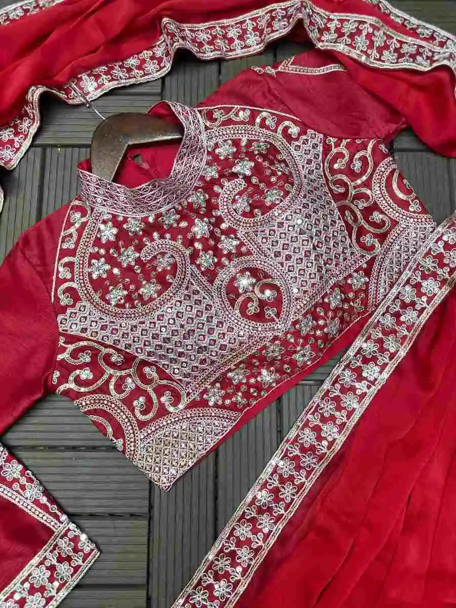 RICH LOOK RANGOLI SILK EMBROIDERY SEQUENCE WORK READY TO WEAR SAREE WITH STITCHED BLOUSE PARTY WEAR WHOLESALE PRICE ETHNIC GARMENT (8)