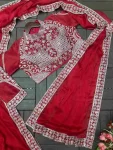 RICH LOOK RANGOLI SILK EMBROIDERY SEQUENCE WORK READY TO WEAR SAREE WITH STITCHED BLOUSE PARTY WEAR WHOLESALE PRICE ETHNIC GARMENT (4)