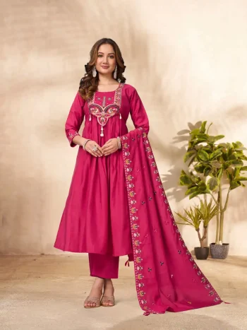 RICH LOOK ROMAN SILK MULTI-THREAD & SEQUENCE EMBROIDERY WITH HANDWORK TOP BOTTOM WITH DUPATTA RANI