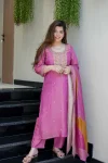 RICH LOOK SHIMMER SILK SEQUENCE CODING EMBROIDERY WORK TOP BOTTOM WITH DUPATTA PINK