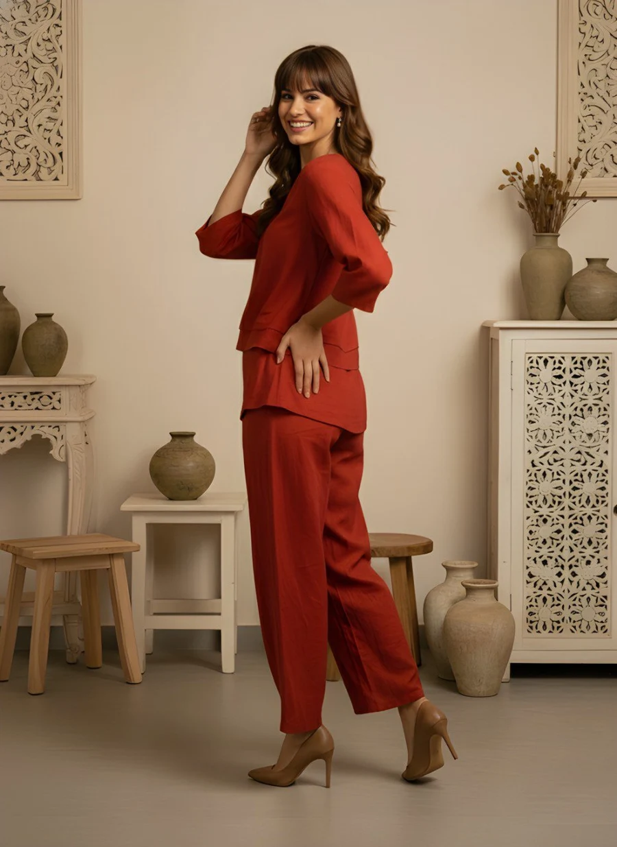 RICH LOOK SLUB COTTON PLAIN CO-ORD SET DAILY WEAR WHOLESALE PRICE ETHNIC GARMENT (8)