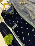 RICH LOOK VELVET EMBROIDERY WORK TOP BOTTOM WITH DUPATTA FESTIVE WEAR WHOLESALE PRICE ETHNIC GARMENT (4)
