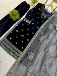 RICH LOOK VELVET EMBROIDERY WORK TOP BOTTOM WITH DUPATTA FESTIVE WEAR WHOLESALE PRICE ETHNIC GARMENT (4)