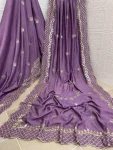 RICH LOOK VICHITRA SILK SEQUENCE THREAD EMBROIEDRY WORK SAREE WITH UNSTITCHED BLOUSE WEDDING WEAR WHOLESALE PRICE ETHNIC GARMENT (12)