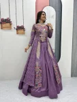 RICH LOOK VICHITRA SILK THREAD AND SEQUENCE WORK TOP LEHENGA WITH KOTI WEDDING WEAR WHOLESALE PRICE ETHNIC GARMENT (7)