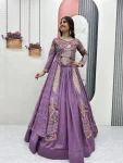 RICH LOOK VICHITRA SILK THREAD AND SEQUENCE WORK TOP LEHENGA WITH KOTI WEDDING WEAR WHOLESALE PRICE ETHNIC GARMENT (7)